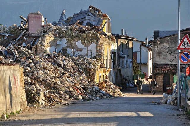 after the earthquake in L'Aquila Italy